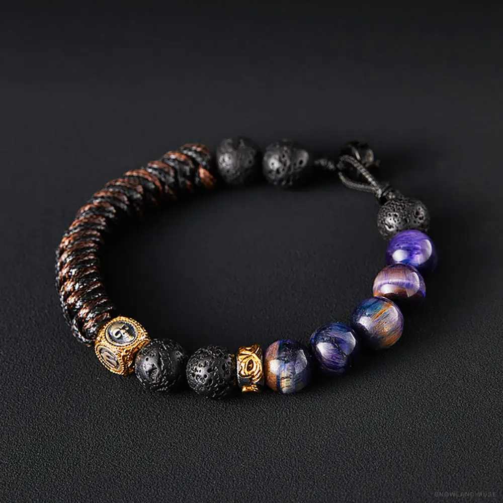 Tiger Eye & Silver-Tone Cord Bracelet