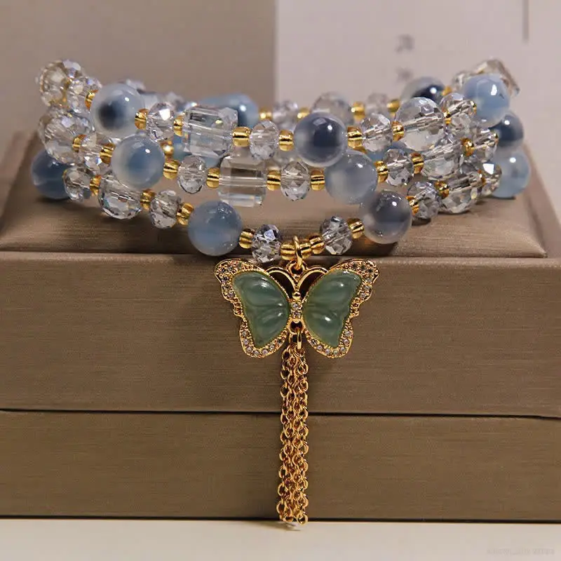 Blue Agate Butterfly Bracelet