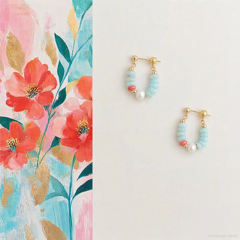 Pearl & Copper Buddha Earrings
