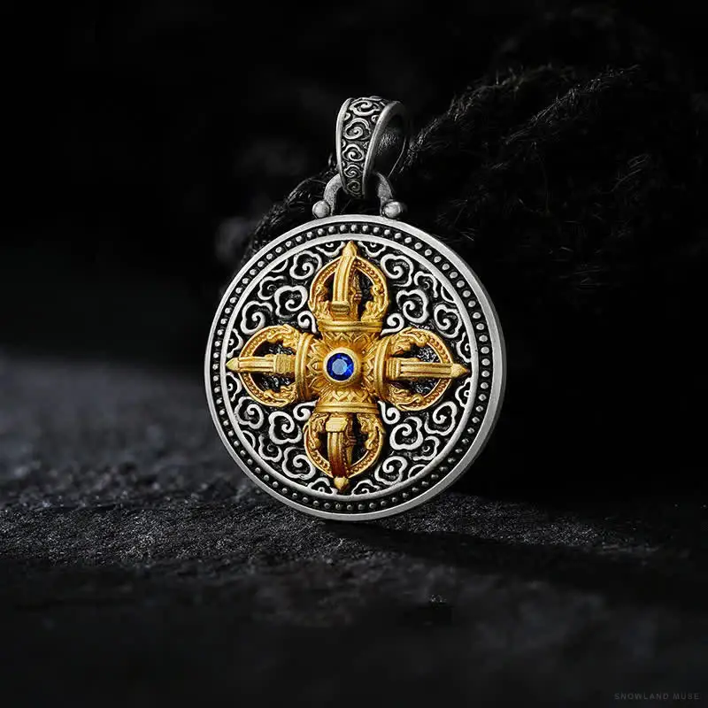 Copper & Textile Cord Vajra Pendant