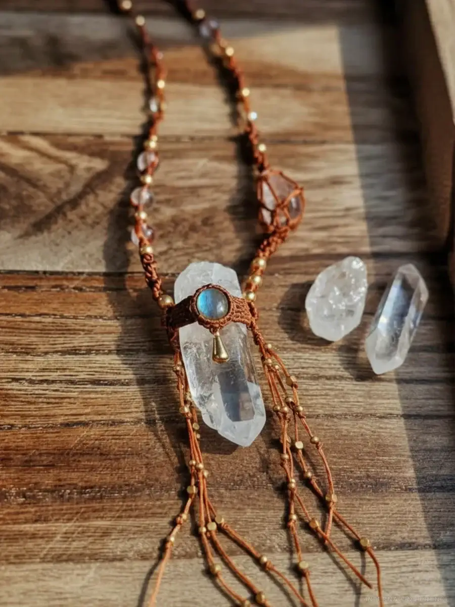 Clear Quartz, Moonstone & Copper Necklace