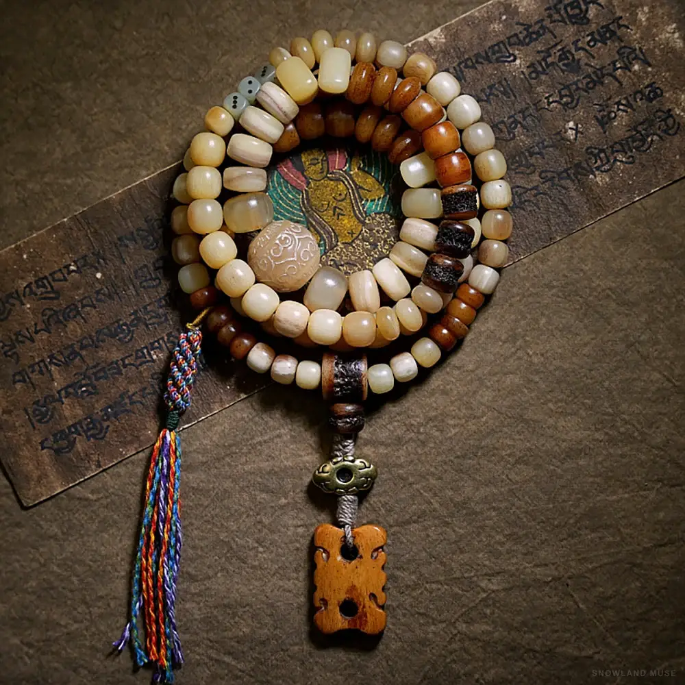 Yak Bone 108-Bead Mala · Form 073