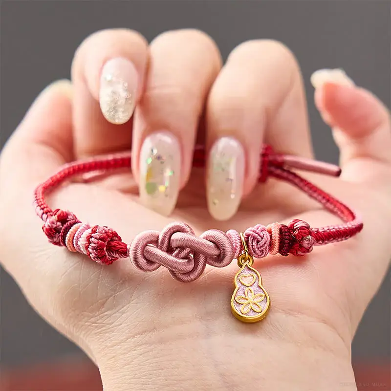Amber-Tone & Copper Buddha Handwoven Bracelet