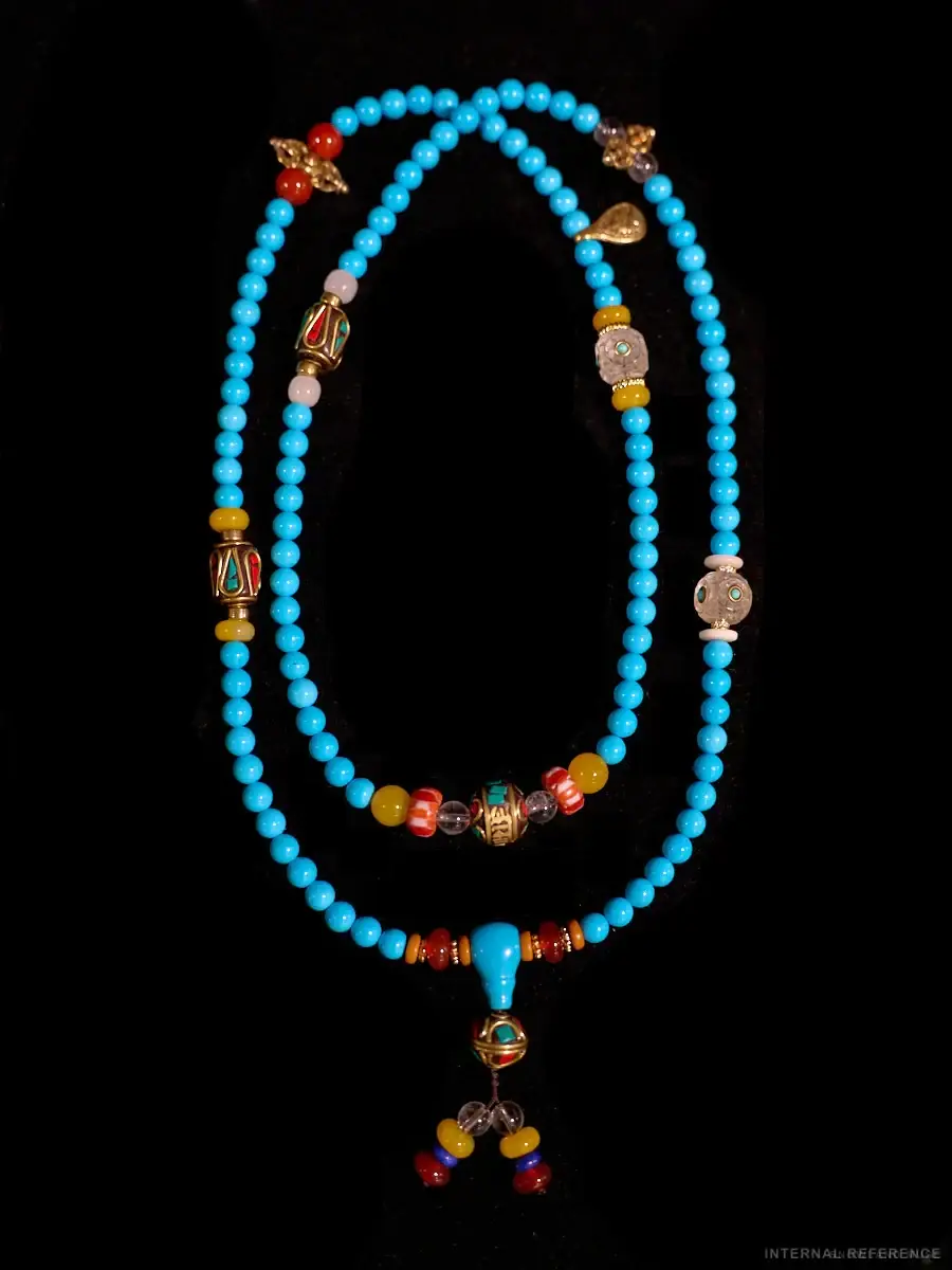 Turquoise, Agate & Copper 108-Bead Mala