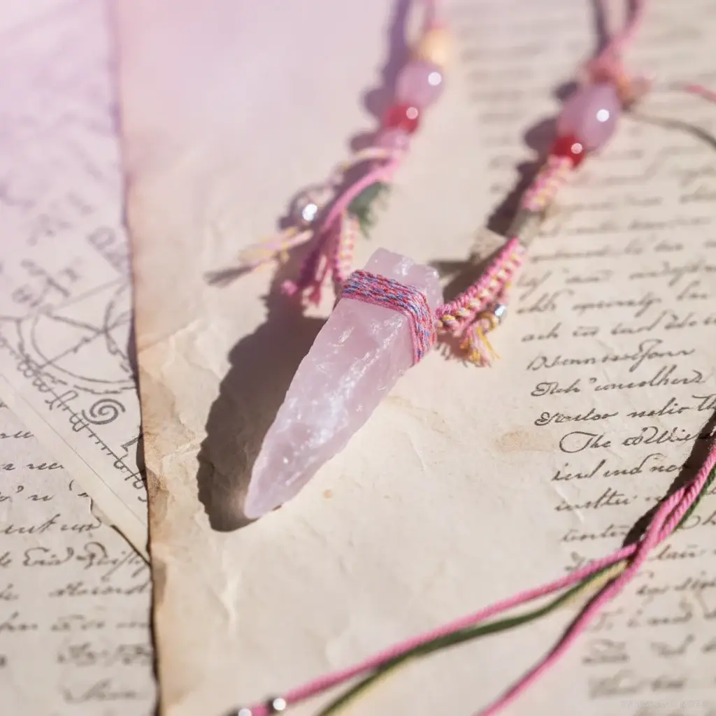 Rose Quartz & Amethyst Handwoven Necklace