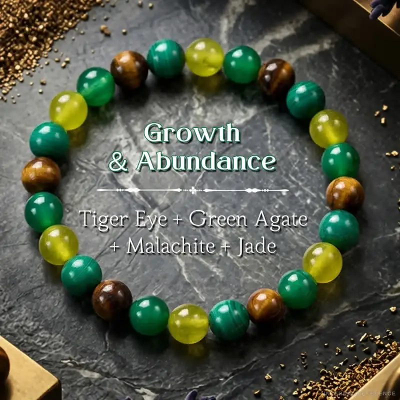 Tiger Eye, Agate & Jade Mala Bracelet
