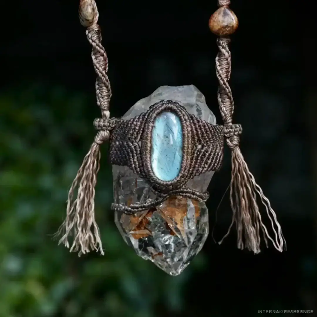 Clear Quartz & Textile Cord Pendant