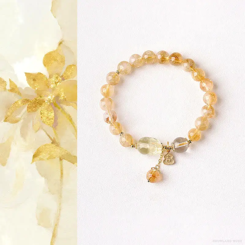 Clear Quartz, Citrine & Copper Pi Xiu Bracelet