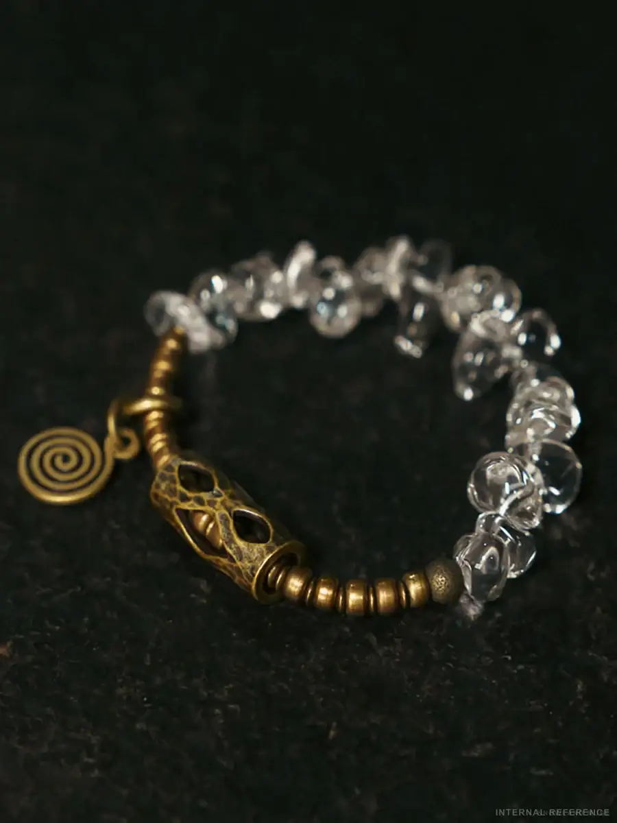 Clear Quartz & Brass Bracelet