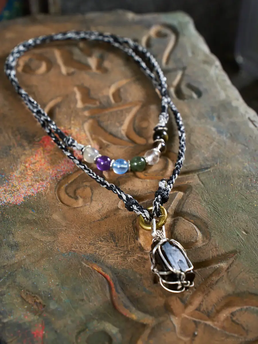 Raw Black Tourmaline & Silver-Tone Necklace