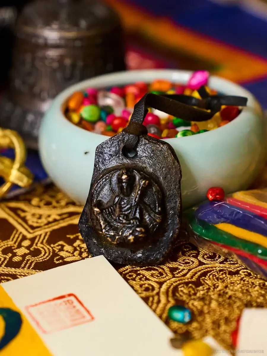 Dzi-Style Bead & Thokcha Gemstone Cord Pendant