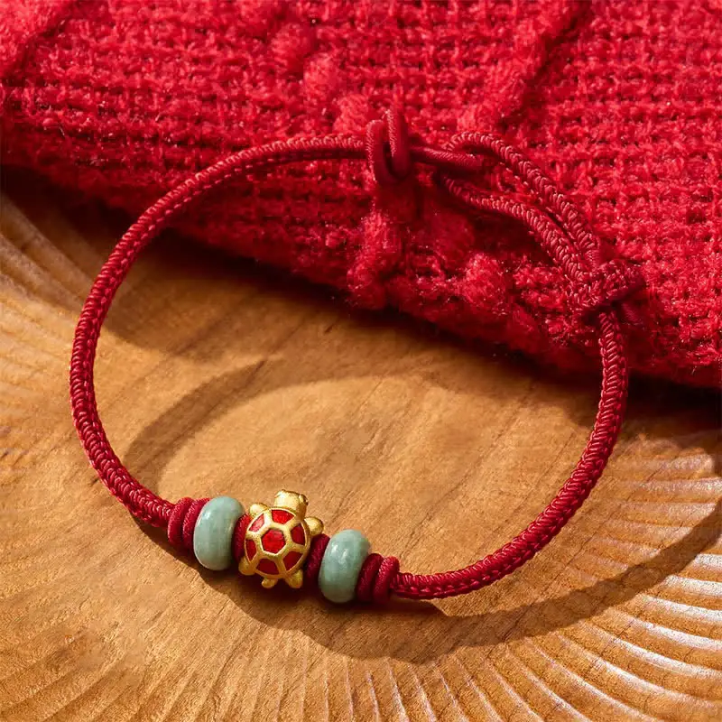 Red Copper Turtle Handwoven Bracelet