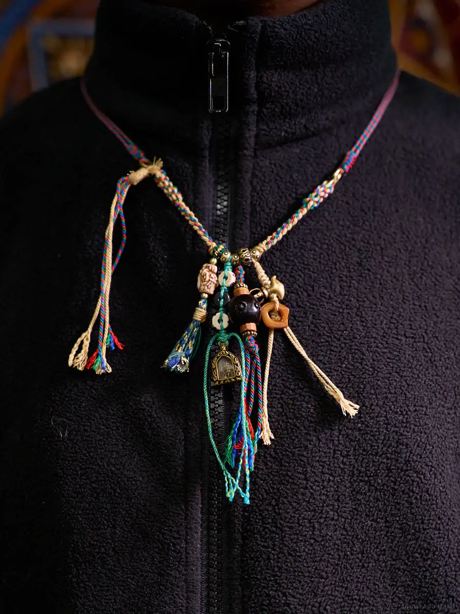 Obsidian & Brass Cord Pendant