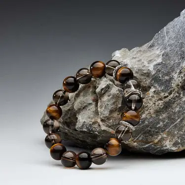 Tiger Eye & Silver-Tone Bracelet
