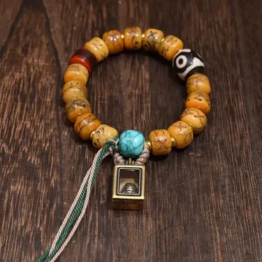 Dzi-Style & Bone Bead Bracelet · view 1