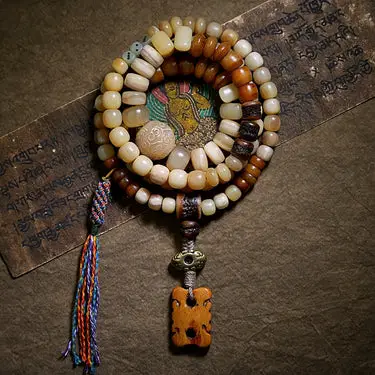 Bone 108-Bead Mala Necklace