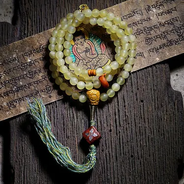 Bone & Amber-Tone 108-Bead Mala · view 1