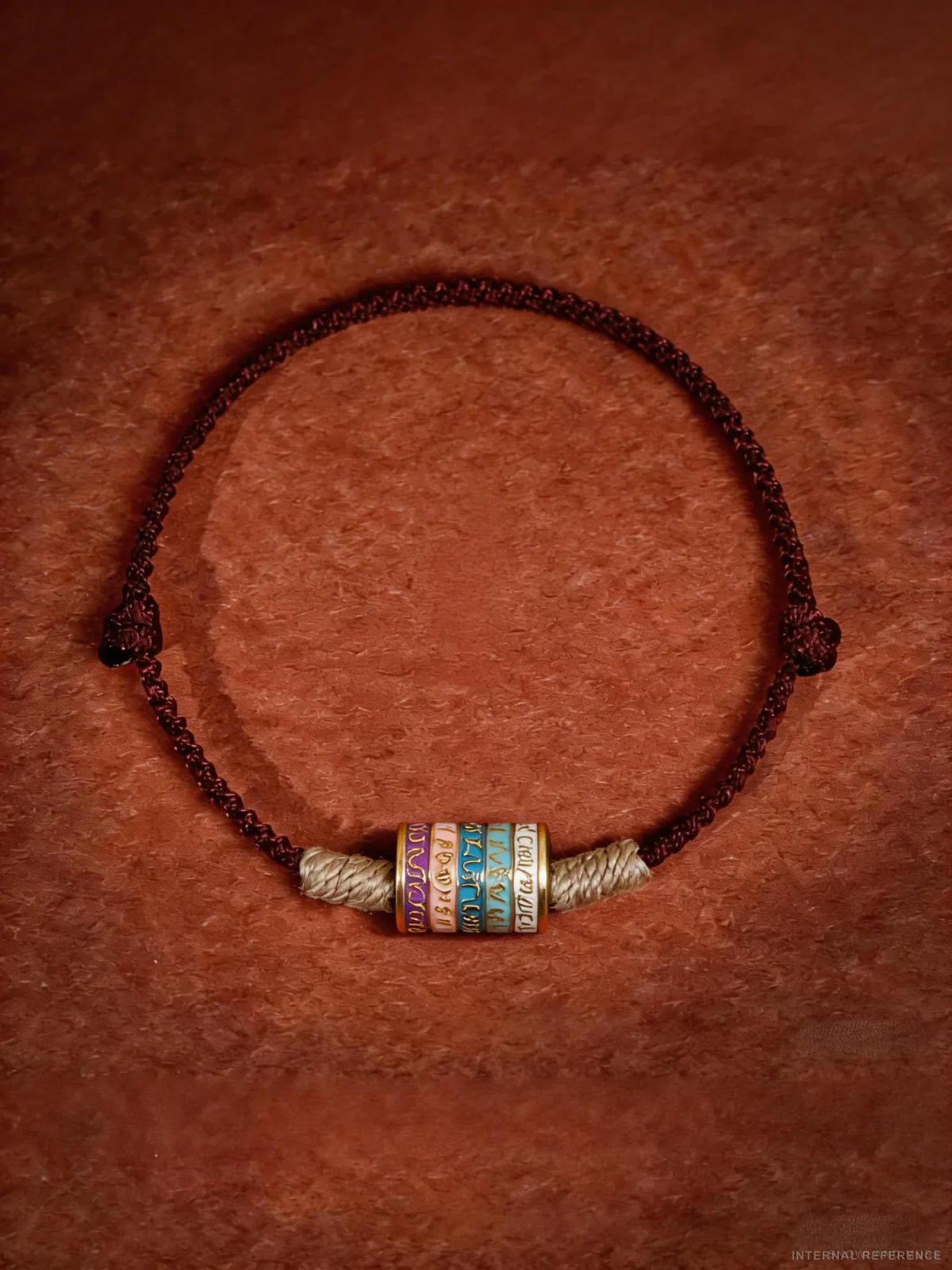 Sterling Silver & Textile Cord Mantra inscription Bracelet