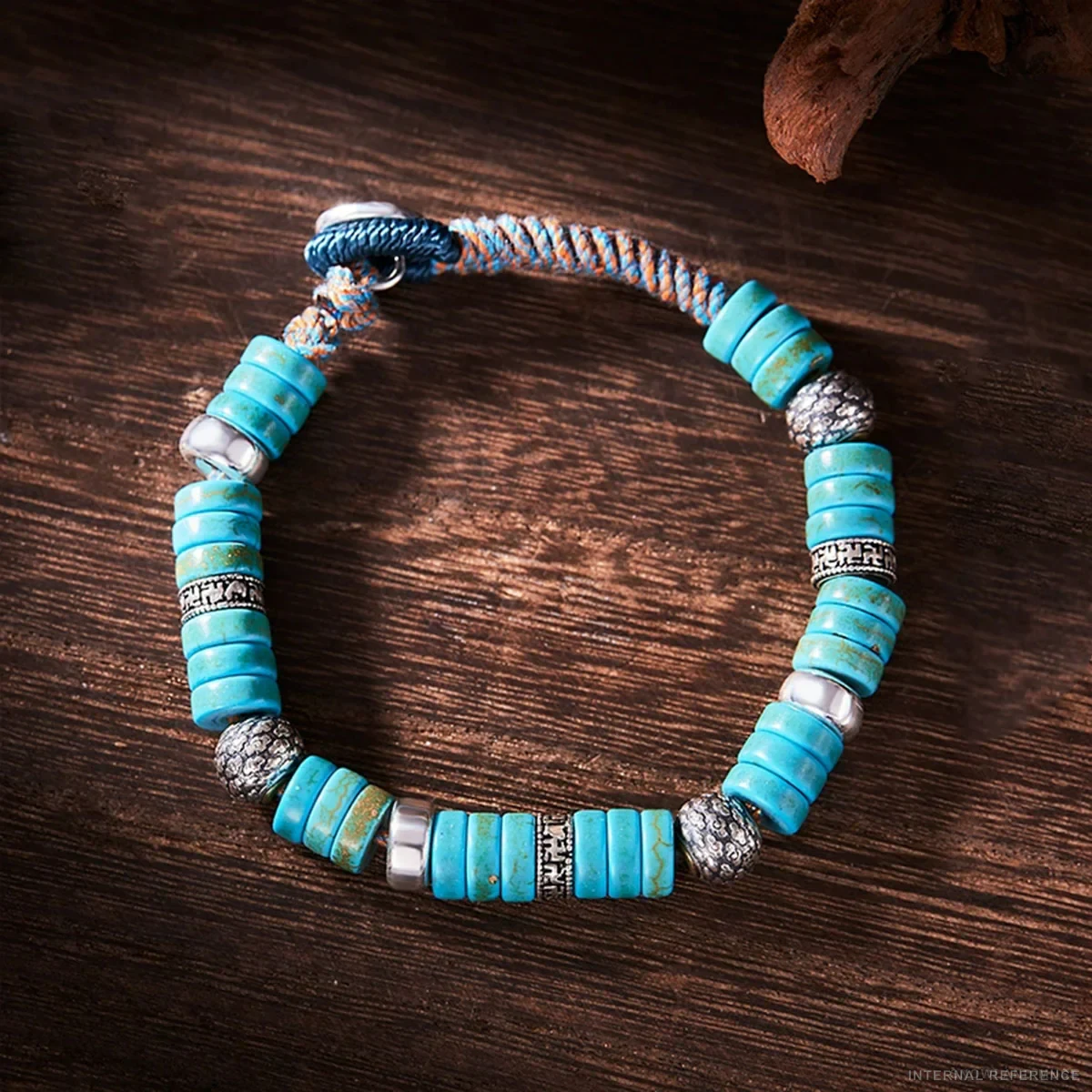 Turquoise & Sterling Silver Handwoven Bracelet · Form 038